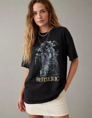 American Eagle Oversized Beetlejuice Graphic Tee. 1