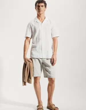 Mango Slim-fit linen bermuda shorts