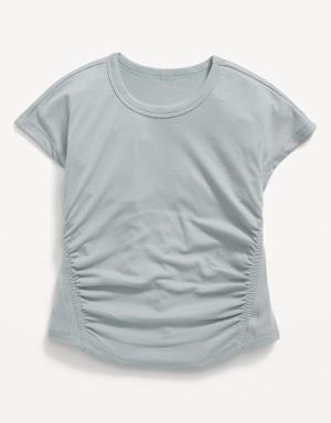 UltraLite Short-Sleeve Rib-Knit Side-Ruched T-Shirt for Girls silver