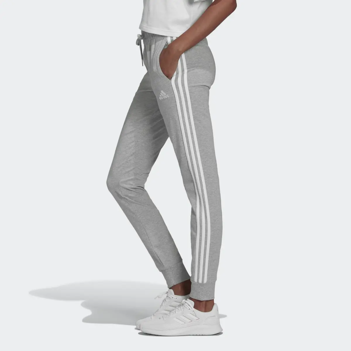 Adidas Essentials Single Jersey 3-Stripes Pants. 2