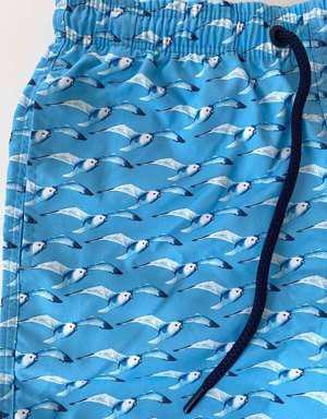 106 Mavi Kuşlu Erkek Çocuk Deniz Şortu