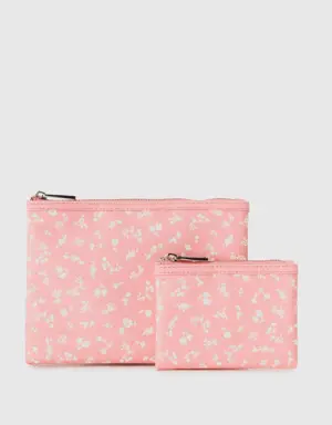 two pink floral patterned bags