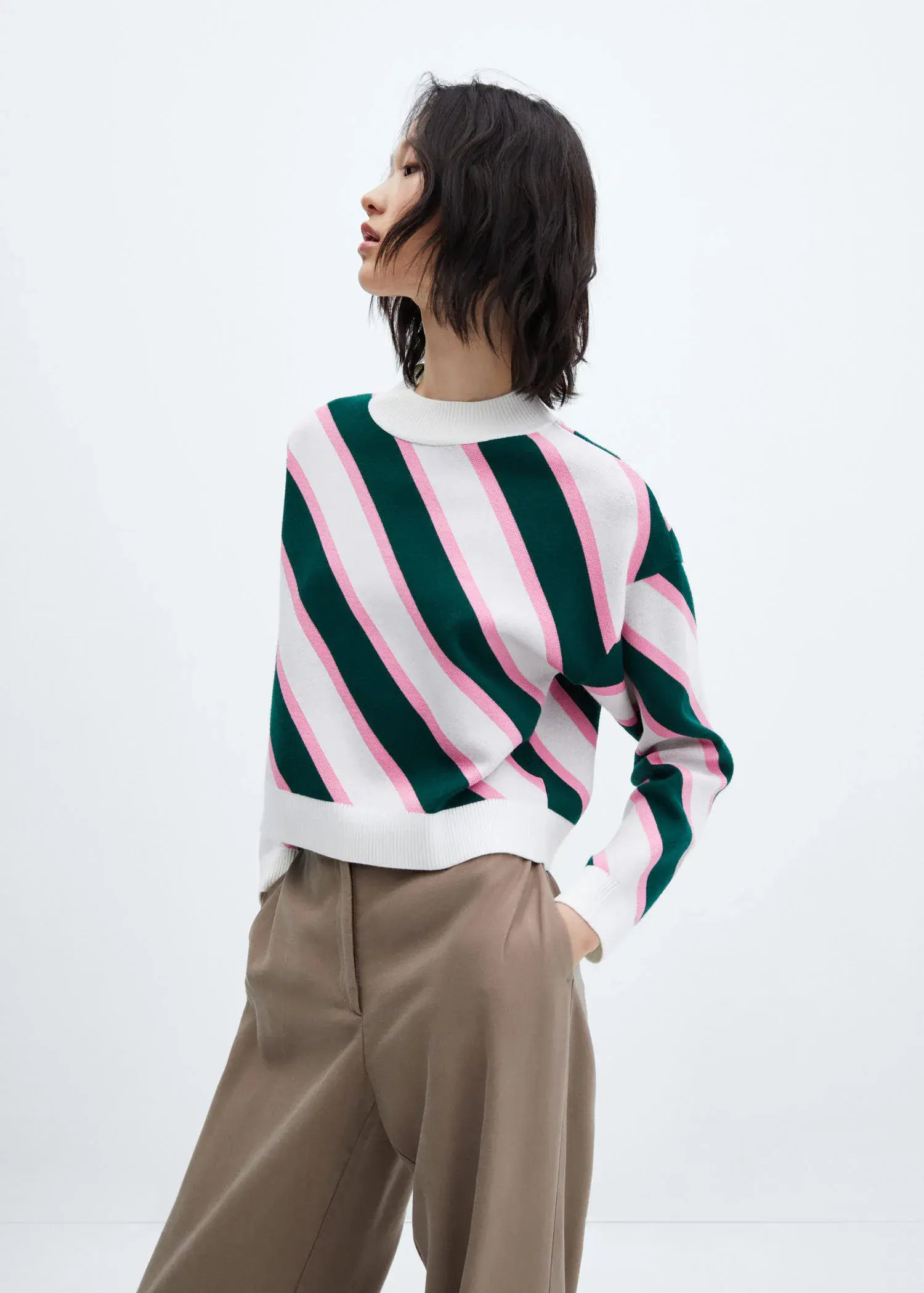 Mango Diagonal-striped sweater. 1
