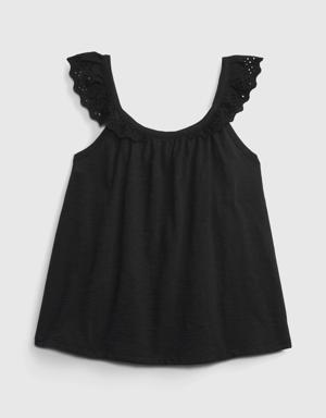 Kids Eyelet Tank Top black