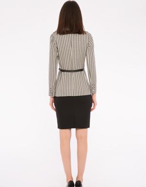 Gingham Dotted Jacket Skirt Woman Suit