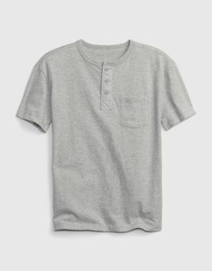 Kids Pocket Henley T-Shirt gray