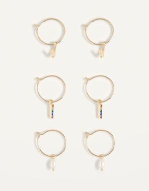 Real Gold-Plated Hoop Earrings 3-Pack for Women gold