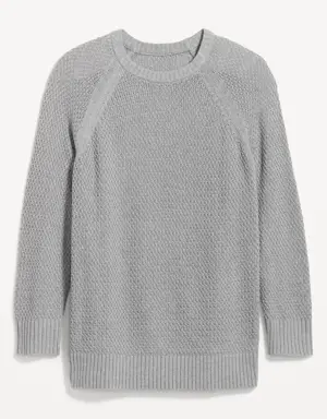 Loose Textured Pullover Tunic Sweater for Women gray