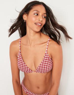Gingham Textured Triangle Bikini Swim Top for Women