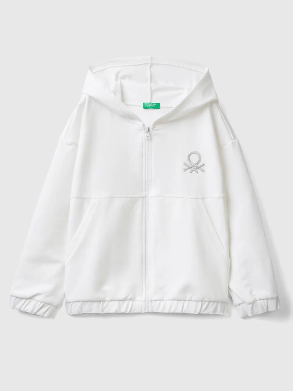Benetton hoodie with zip and embroidered logo. 1