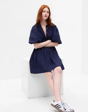 Balloon Sleeve Mini Dress blue