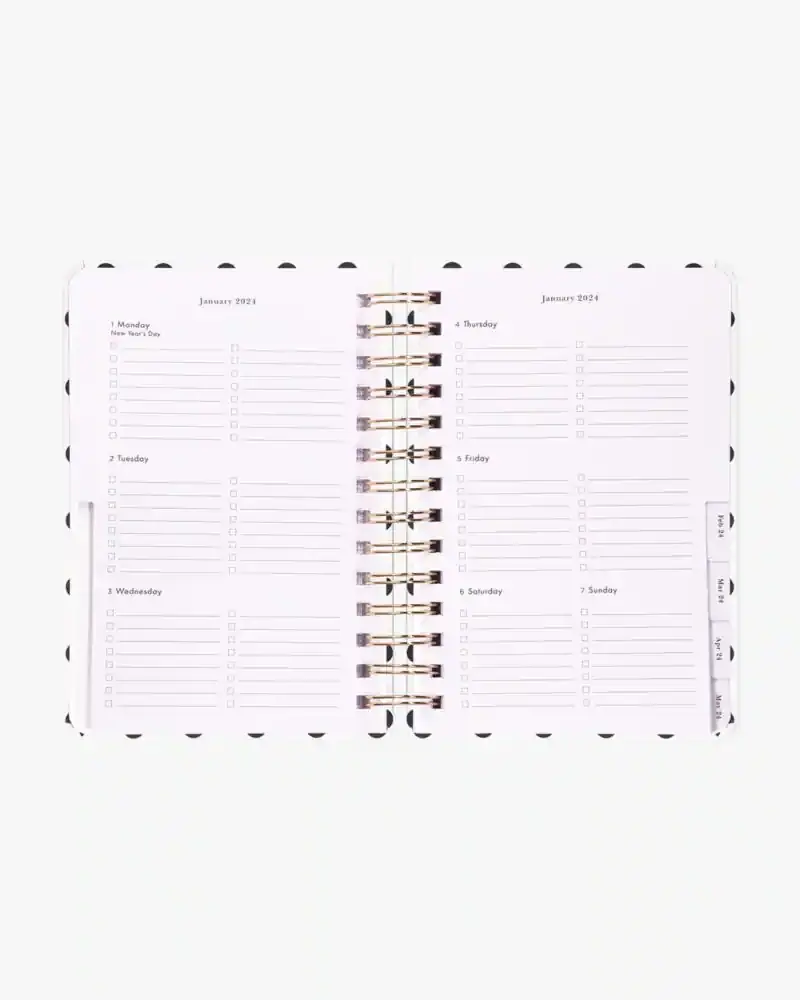 Kate Spade Polka Dot Cream 2024 12-Month Medium Planner. 3