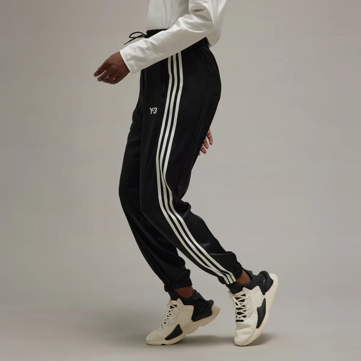 Adidas Y-3 Tech Silk 3-Stripes Cuffed Tracksuit Bottoms. 2