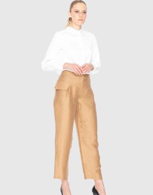 Pleated Loose Crop Leg Trousers