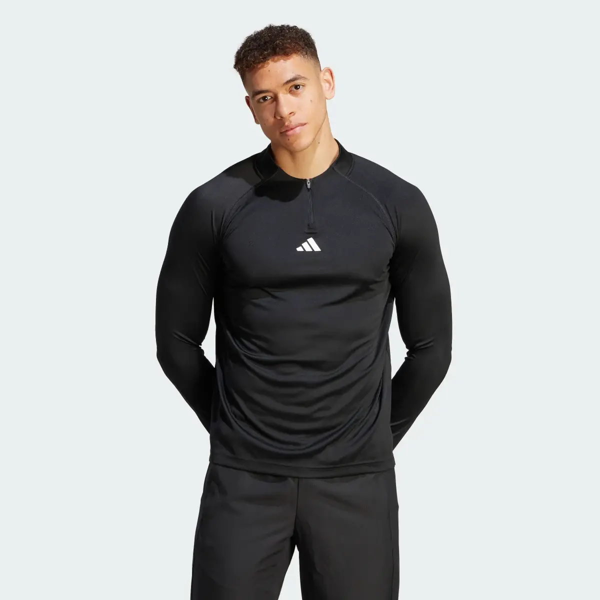 Adidas Gym Heat Quarter-Zip Long Sleeve Tee. 2