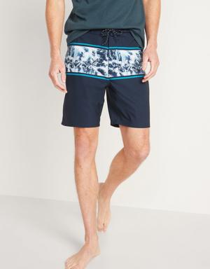 Color-Blocked Built-In Flex Board Shorts for Men -- 8-inch inseam blue