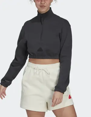 Adidas Cropped Half-Zip Sweatshirt