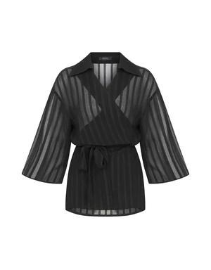 Kimono Sheer Black Women's Shirt