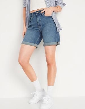 High-Waisted OG Straight Jean Shorts for Women -- 7-inch inseam