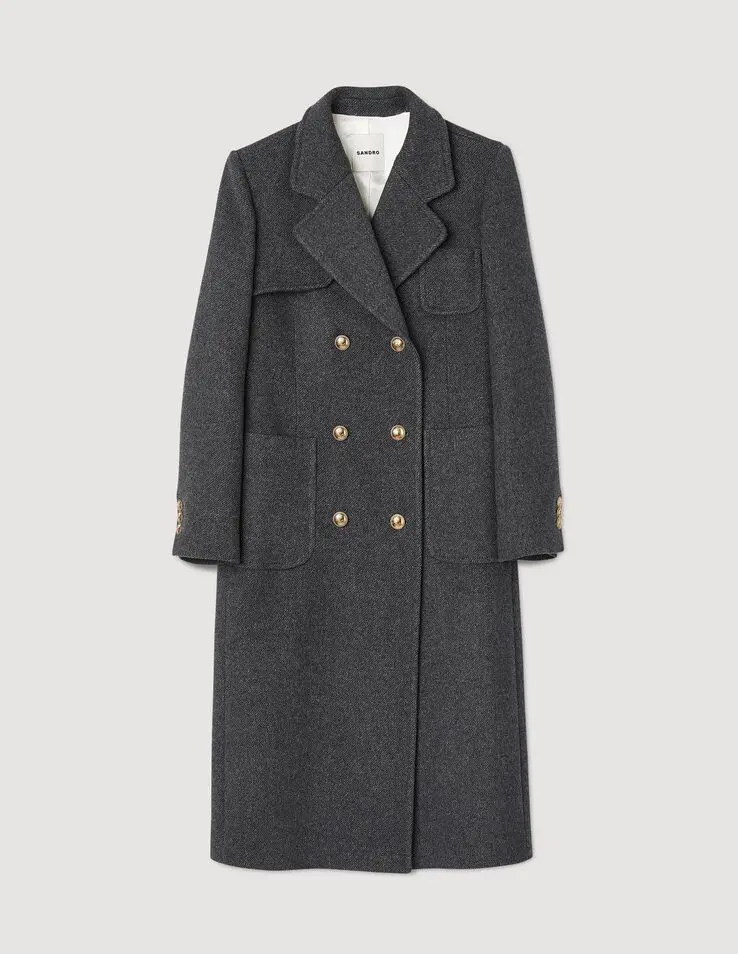 Sandro Long officer coat Login to add to Wish list. 1