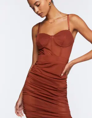 Forever 21 Mesh Bustier Mini Dress Brown