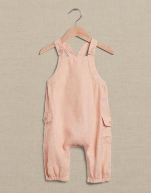 Linen Bubble Romper for Baby pink