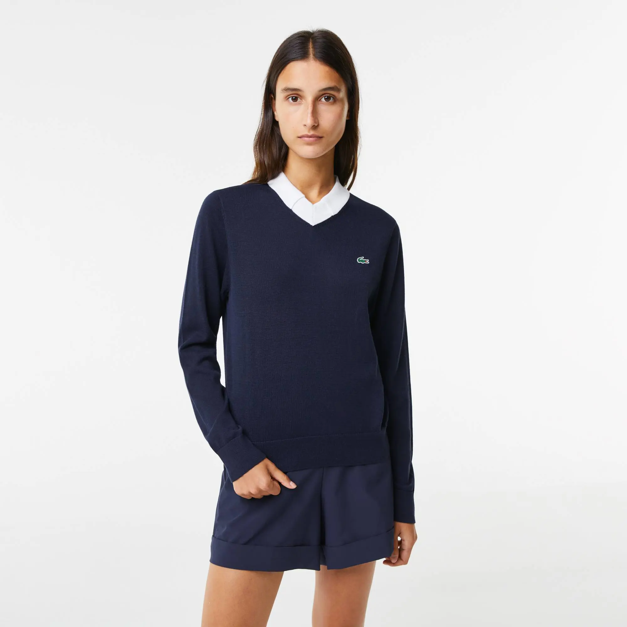 Lacoste Women's Lacoste SPORT Contrast Polo Collar Golf Sweater. 1