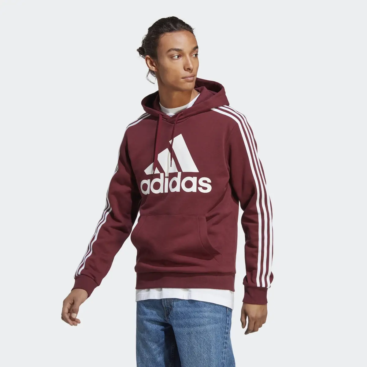 Adidas Felpa con cappuccio Essentials Fleece 3-Stripes Logo. 2