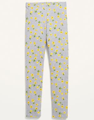 Printed Built-In Tough Full-Length Leggings for Girls gray