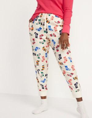 Printed Flannel Jogger Pajama Pants for Women multi