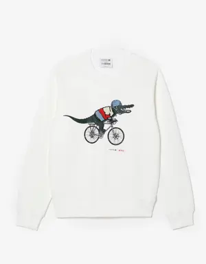 Sweatshirt de felpa de algodão orgânico loose fit Lacoste x Netflix para Mulher