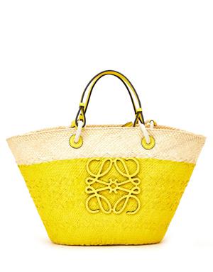 Sarı Logo Detaylı Kadın Hasır Plaj Çantası