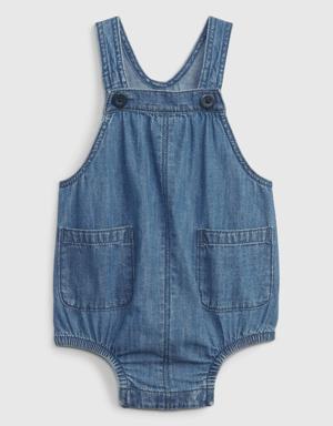 Baby 100% Organic Cotton Denim Bubble Overalls with Washwell blue