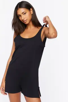Forever 21 Forever 21 French Terry Lounge Romper Black. 2