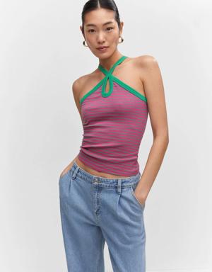 Halter-neck knitted top