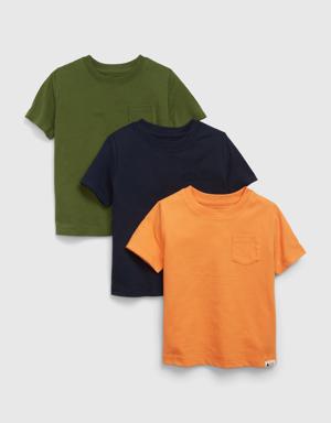Toddler 100% Organic Cotton Mix and Match Pocket T-Shirt (3-Pack) orange