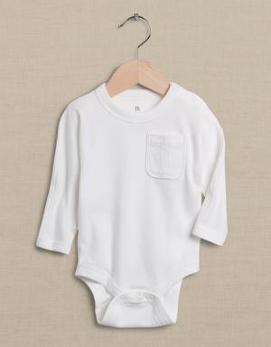 Banana Republic Essential SUPIMA® Long-Sleeve Bodysuit for Baby white