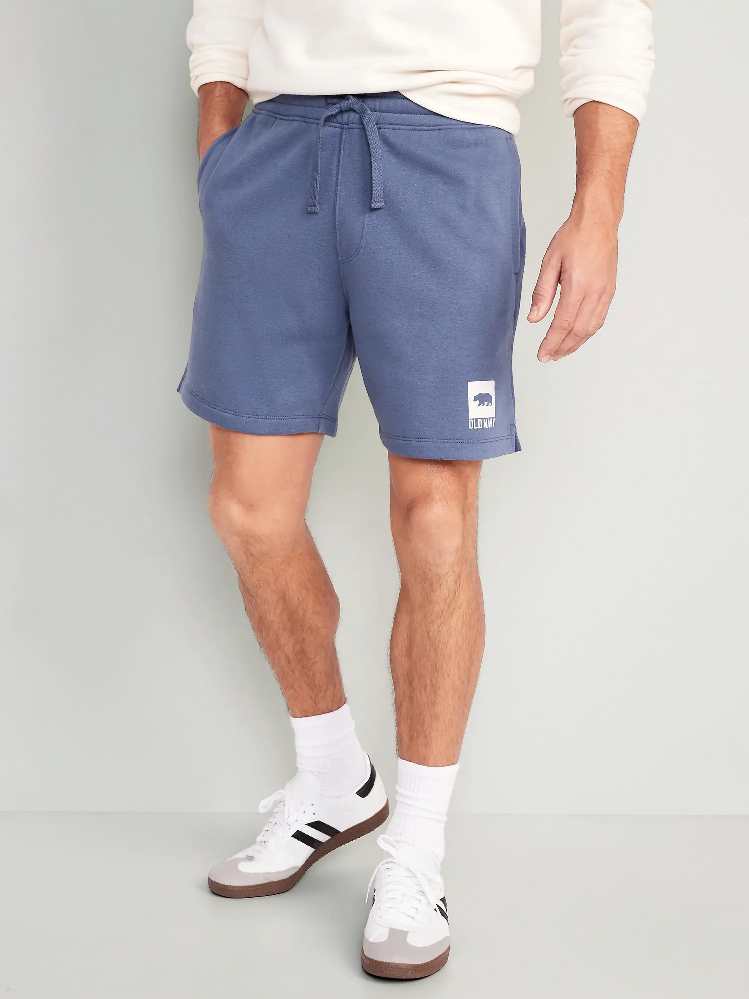 Old Navy Fleece Logo Shorts for Men -- 7-inch inseam blue. 1
