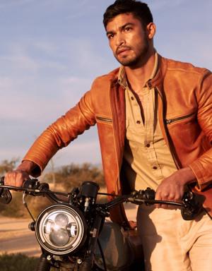 Leather Biker Jacket brown