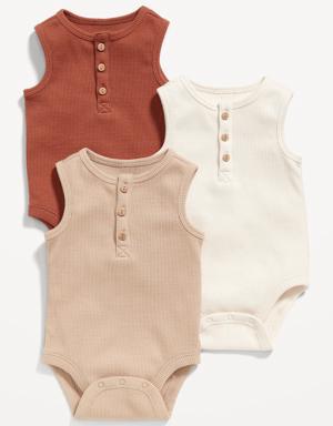 Sleeveless Thermal-Knit Henley Bodysuit for Baby red