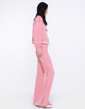 Pink Jacket With Collar And Hem Camisole