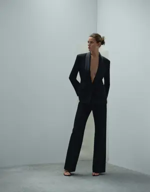 Palazzo suit trousers with satin details
