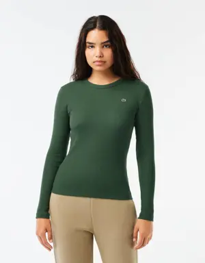 Lacoste Women's Long Sleeve Ribbed Cotton T-Shirt
