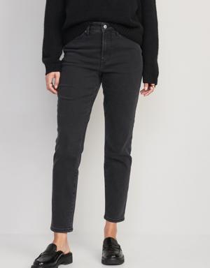 High-Waisted OG Straight Built-In Warm Ankle Jeans for Women black