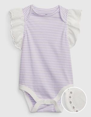 Gap Baby 100% Organic Cotton Mix and Match Eyelet Ruffle Bodysuit purple