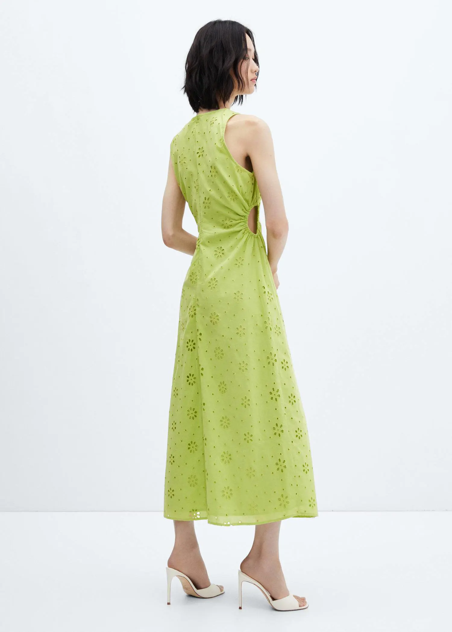 Mango Embroidered dress with side slits. 3