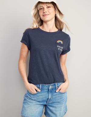 EveryWear Slub-Knit Graphic T-Shirt for Women blue