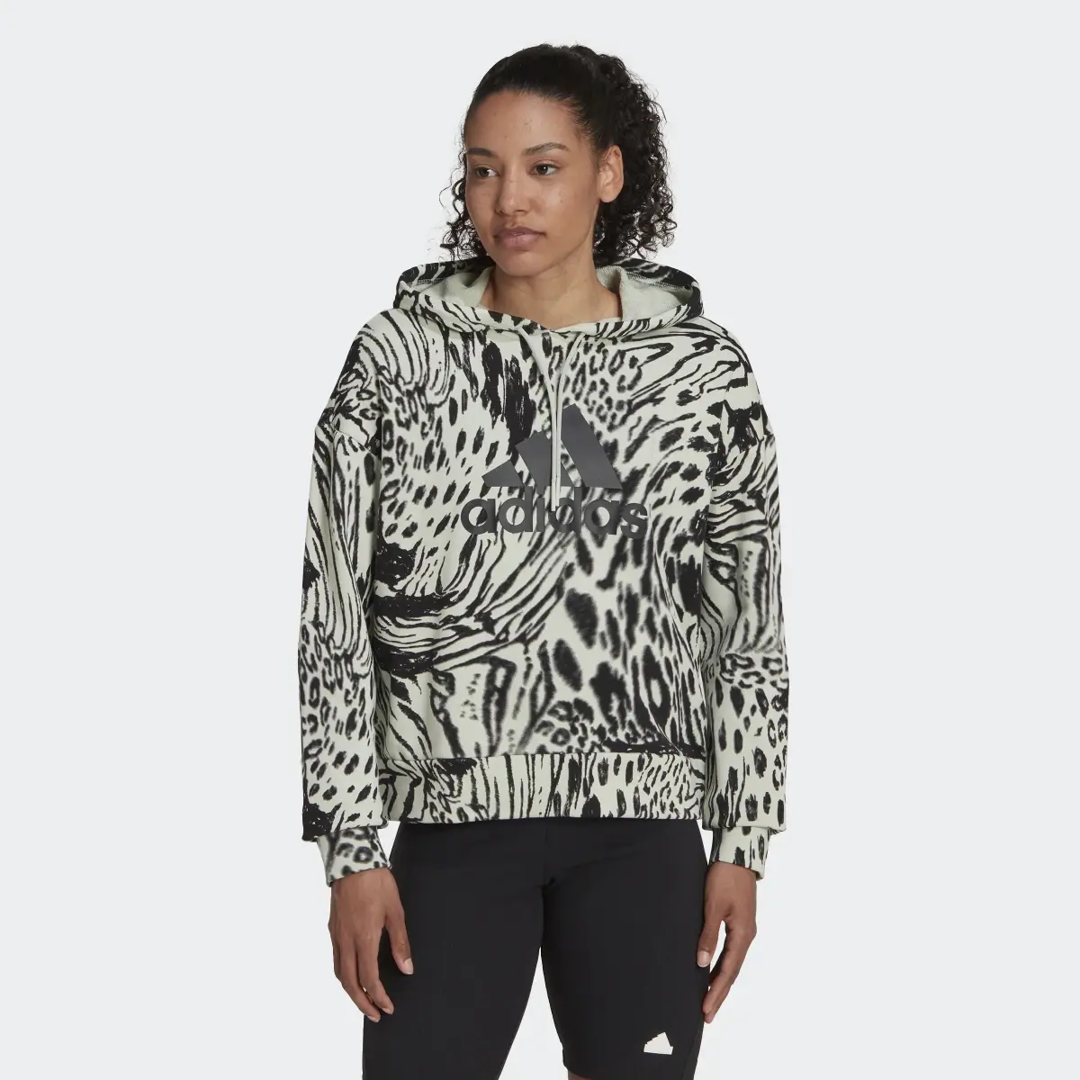 Adidas Future Icons Animal Print Hoodie. 2