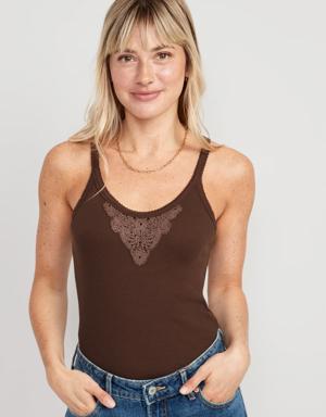 Old Navy Lace-Trim Tank Top for Women brown