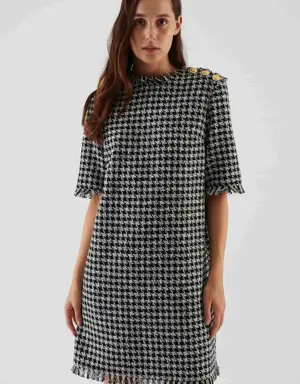 Crowbar Patterned Mini Dress - 4 / Black-White